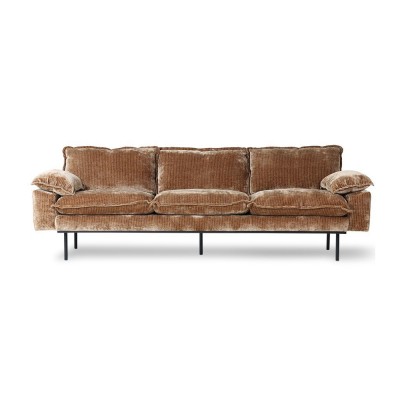 Sztruksowa sofa Retro Velvet, postarzane złoto 4-osobowa, HKliving