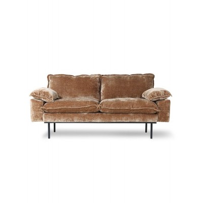 Sztruksowa sofa Retro Velvet, postarzane złoto 2-osobowa, HKliving