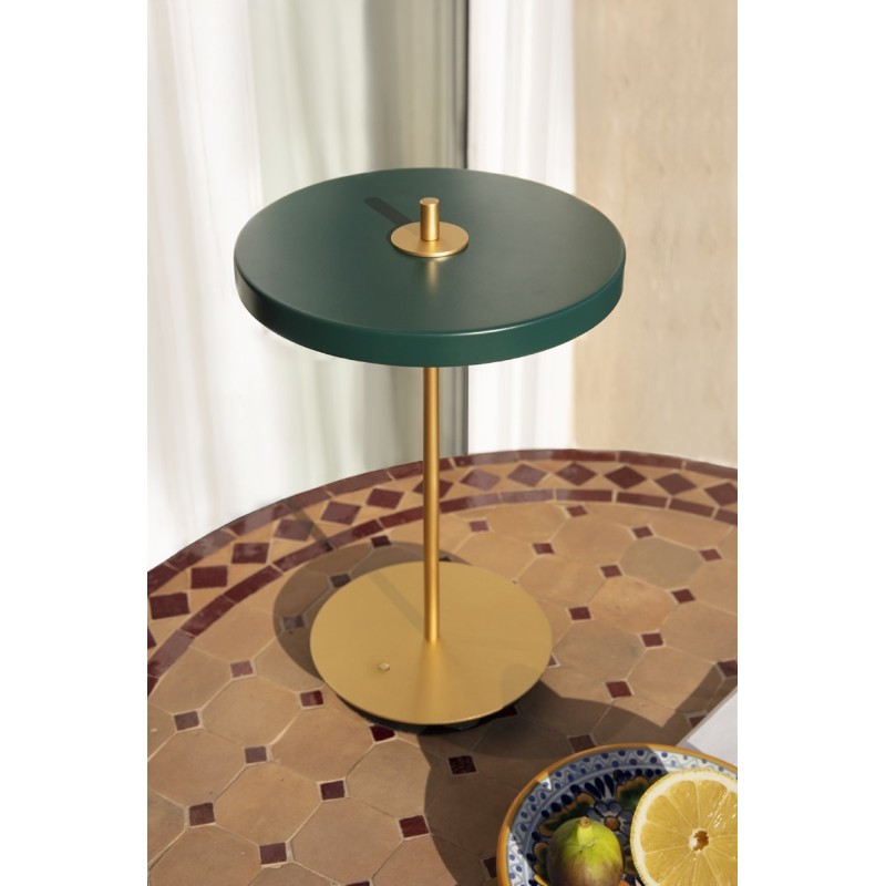 Przenośna lampa stołowa Asteria Move, Ø20 cm zielony, UMAGE