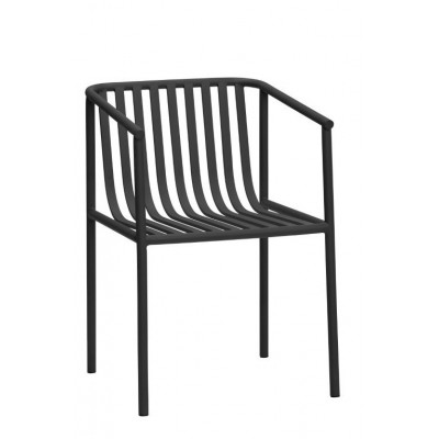 Nowoczesne czarne krzesło ogrodowe z podłokietnikami, Hübsch