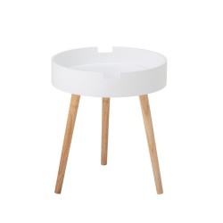 Mały okrągły stolik ze schowkiem, biały