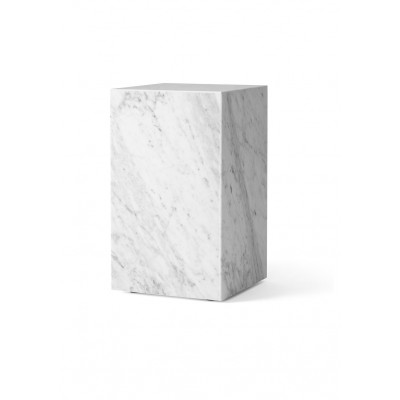 Marmurowy wysoki stolik pomocniczy Plinth, biały, MENU