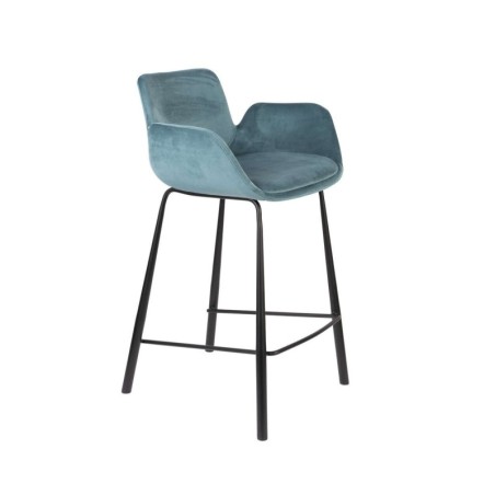 Krzesło barowe z podłokietnikami Brit, niebieskie, Zuiver