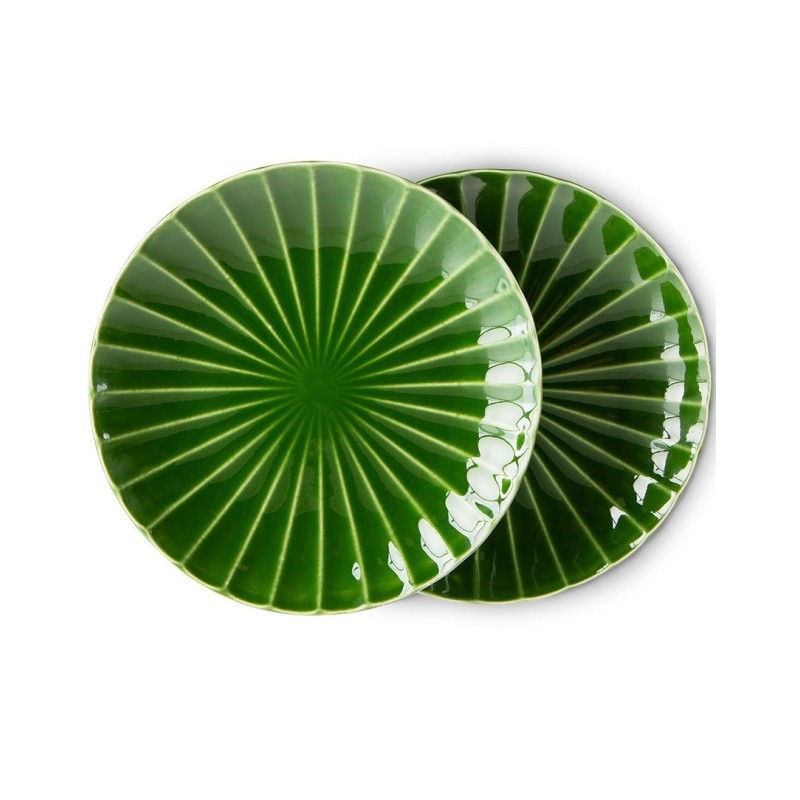 Talerz żebrowany Emeralds 2 szt., S, zielony, HKliving