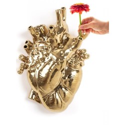 Wazon w kształcie serca Love in Bloom Gigant, złoty, Seletti