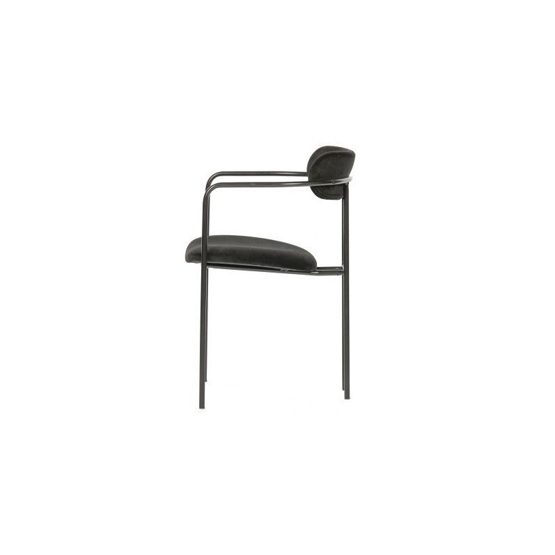 Aksamitne krzesło do jadalni Ivy, czarne, Woood