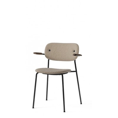 Krzesło Co Dining z podłokietnikiem, beżowy/dąb, Menu