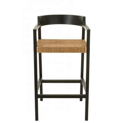 Krzesło barowe Emma, drewno tekowe, czarne, J-line