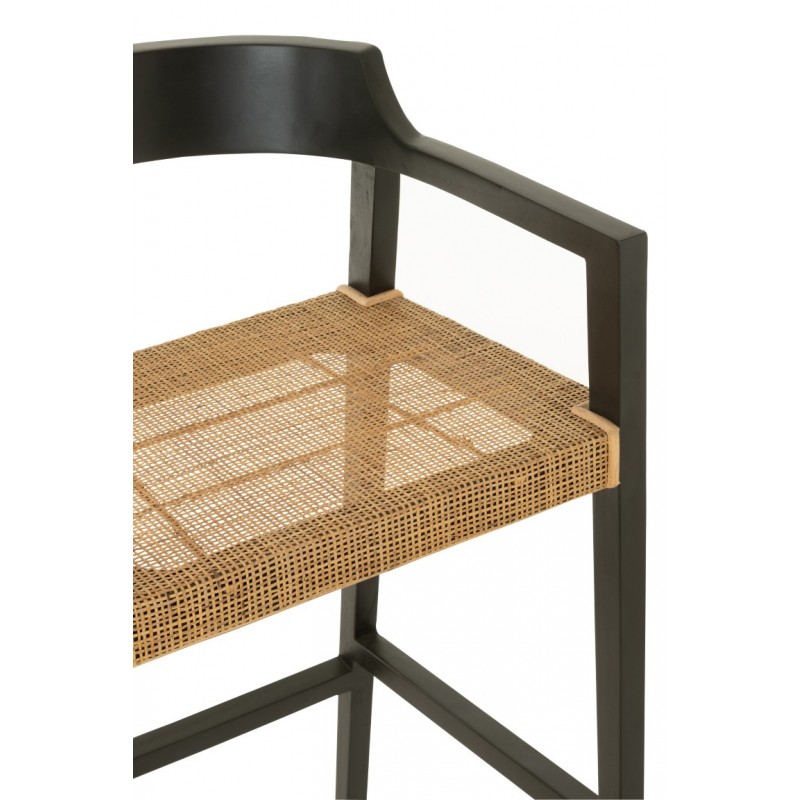 Krzesło barowe Emma, drewno tekowe, czarne, J-line