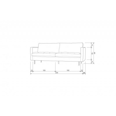 Sofa Rodeo 230 cm, koniakowa, Woood