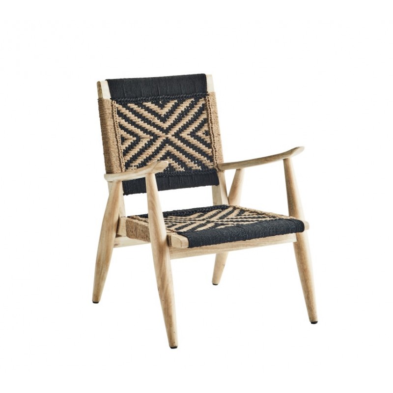 Czarne krzesło Maja z drewna mango, Madam Stoltz