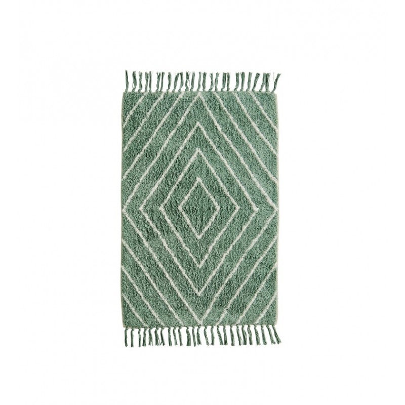 Bawełniany dywanik łazienkowy Linie, zielony, Madam Stoltz