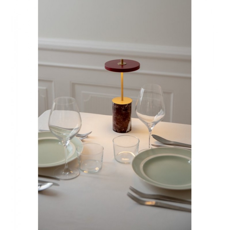 Bezprzewodowa lampa stołowa Asteria Mini czerwony marmur, UMAGE