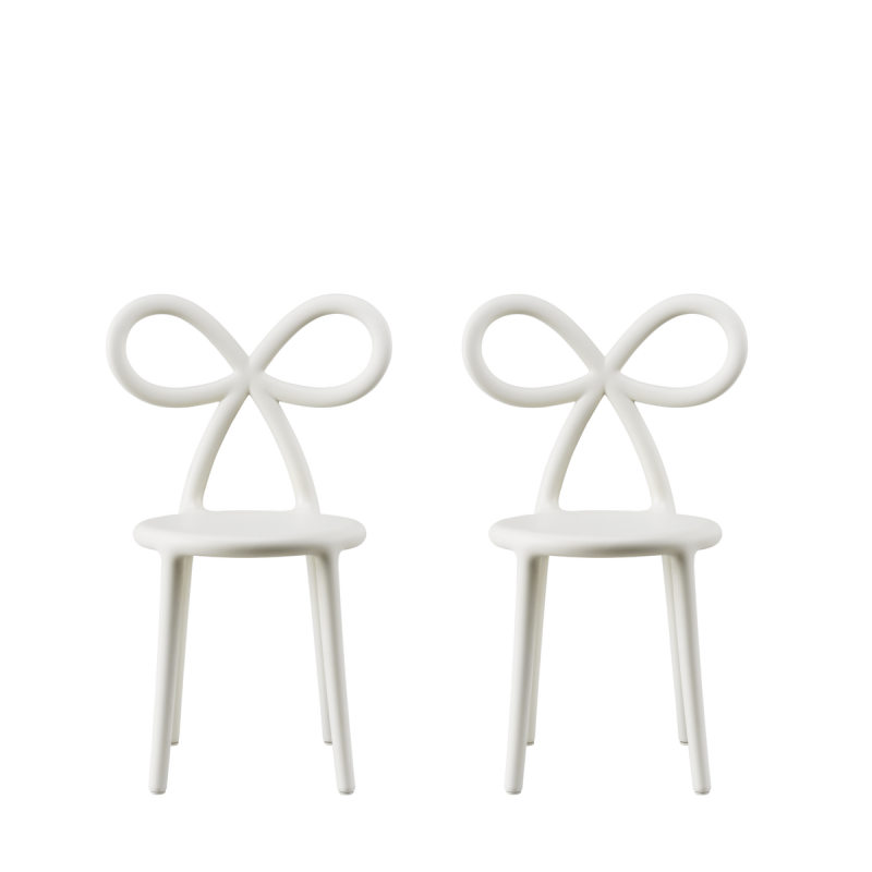 Komplet krzesełek Ribbon Baby, biały, 2szt. QeeBoo