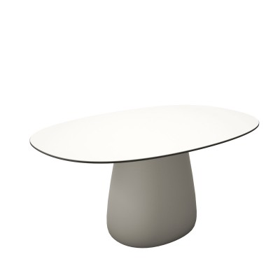 Stół COBBLE, 160cm, HPL, ciepły biały/czarny, QeeBoo