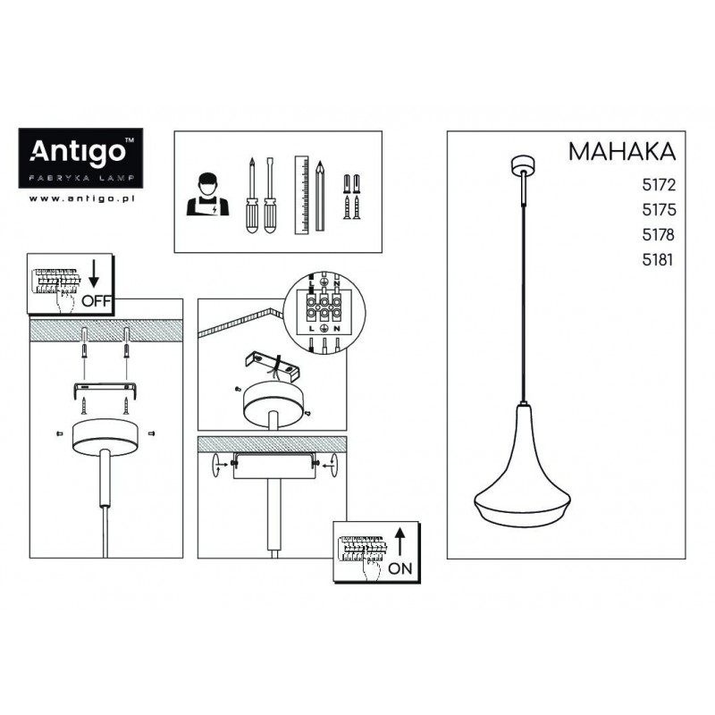 Lampa wisząca Mahaka, czarna,  Antigo