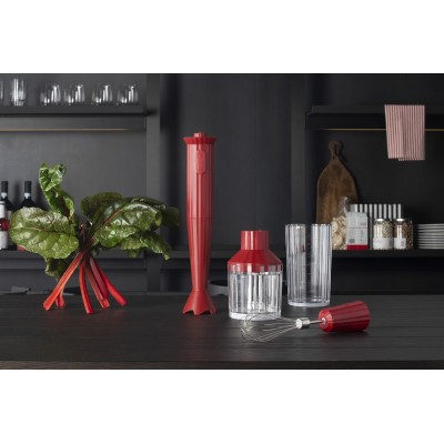 Blender ręczny Plisse z akcesoriami, czerwony, Alessi