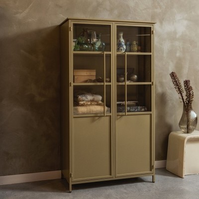 Metalowa witryna Exhibit, khaki, Woood