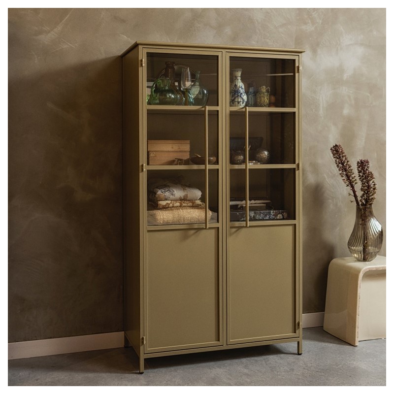 Metalowa witryna Exhibit, khaki, Woood