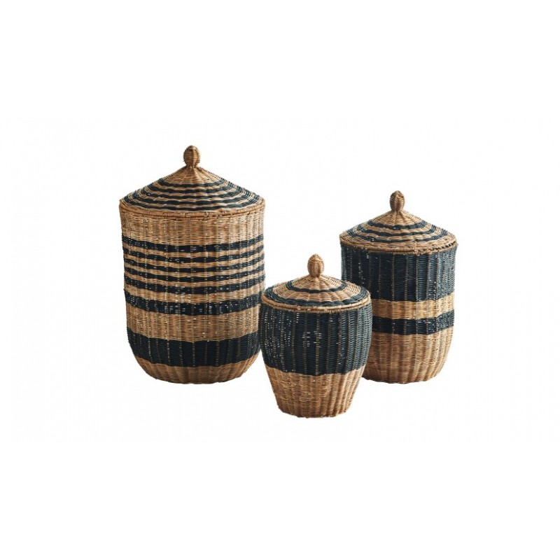 Lid rattanowy komplet koszy, Madam Stoltz