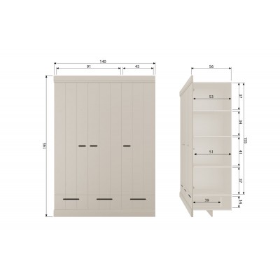 Szafa 3-drzwiowa Connect, dust, Woood