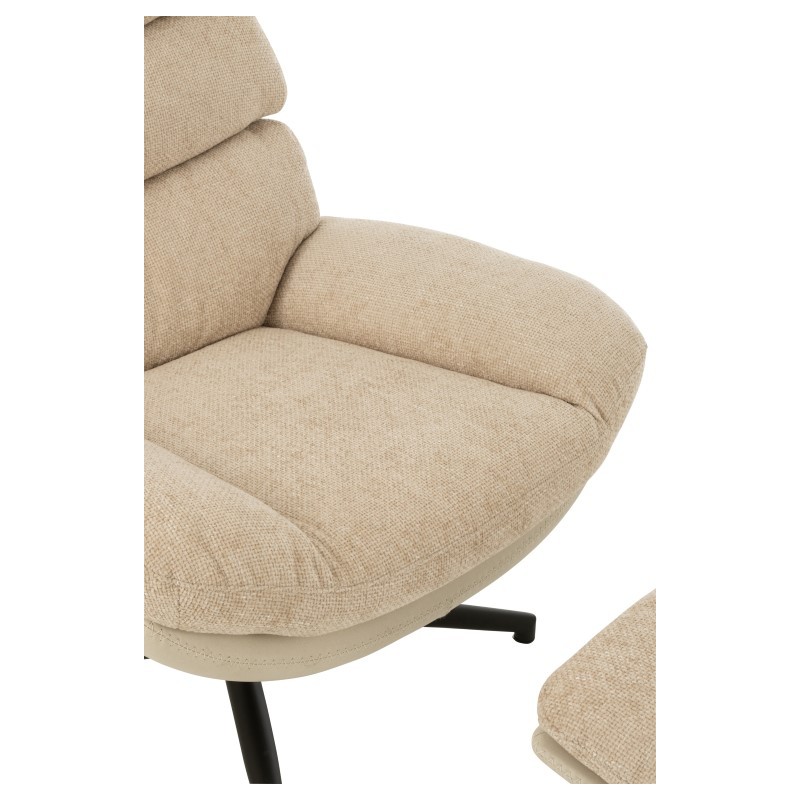 Rela fotel z podnóżkiem, beżowy melanż, J-Line