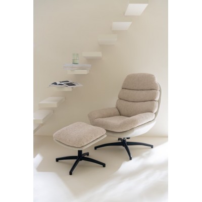 Rela fotel z podnóżkiem, beżowy melanż, J-Line