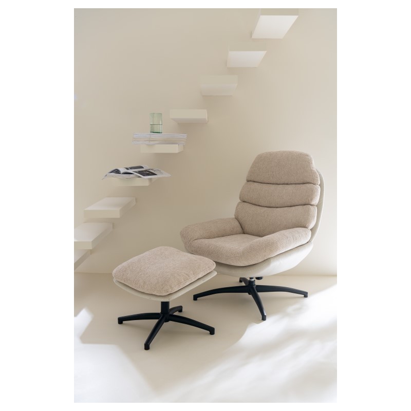 Rela fotel z podnóżkiem, beżowy melanż, J-Line