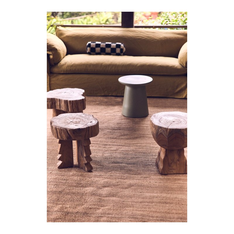 Stołek Carved, drewno tekowe, HKLiving