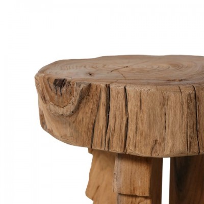 Stołek Carved, drewno tekowe, HKLiving