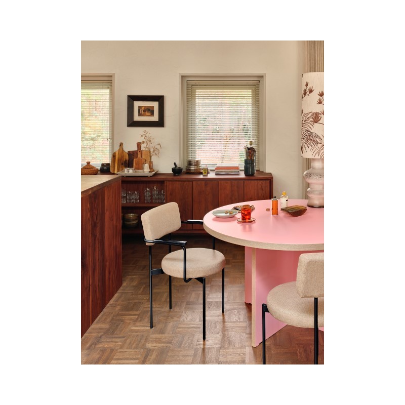 Różowy, okrągły stół do jadalni, HKLiving