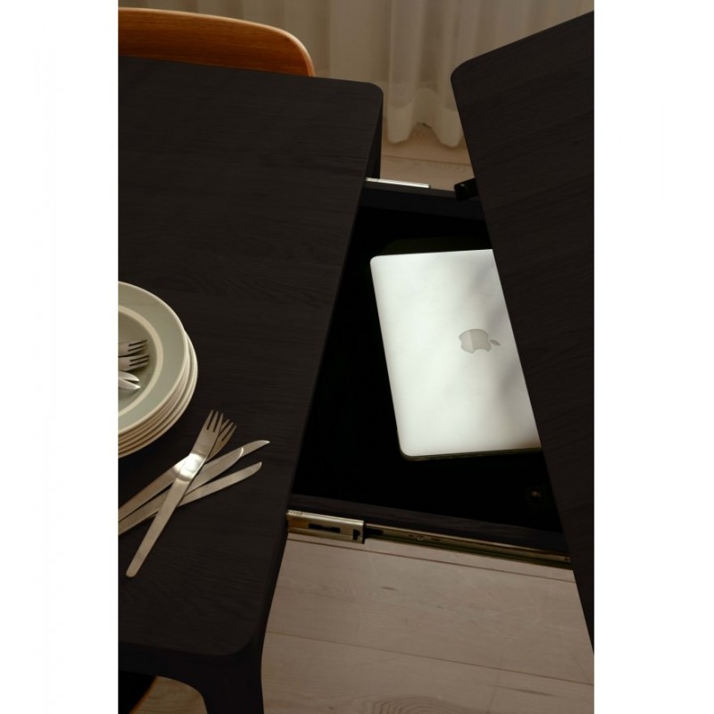 Stół rozkładany z szufladami Heart'n'Soul 120 cm, czarny dąb, Umage