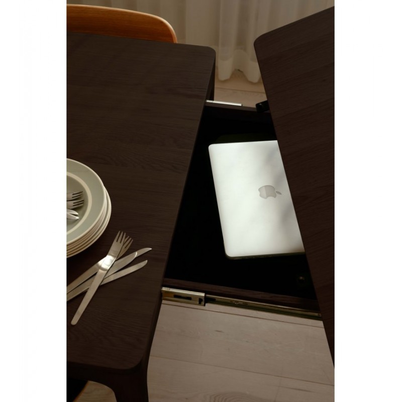 Stół rozkładany z szufladami Heart'n'Soul 120 cm, ciemny dąb, Umage