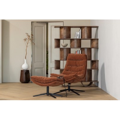 Kube fotel z podnóżkiem, brązowy, Woood