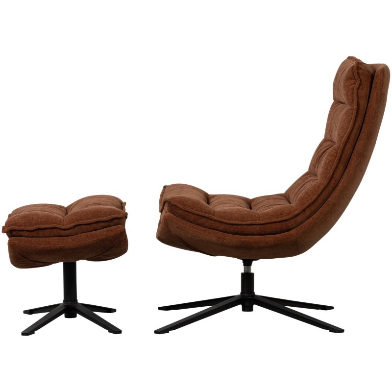 Kube fotel z podnóżkiem, brązowy, Woood