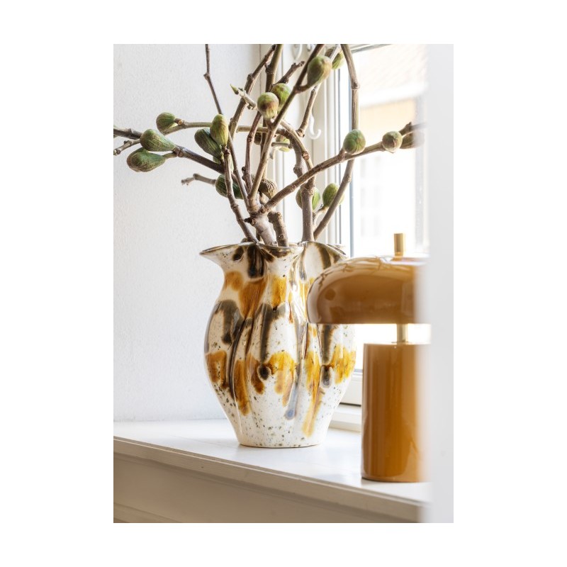 Wazon Ston z kamionki, musztardowy, Madam Stoltz