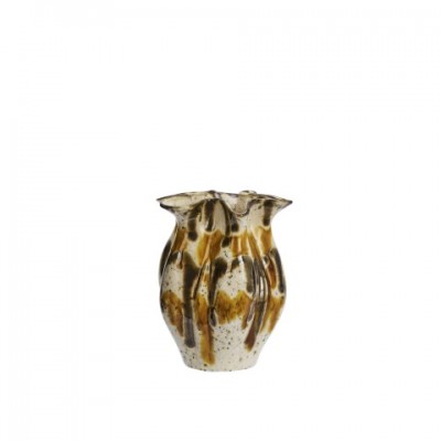 Wazon Ston z kamionki, musztardowy, Madam Stoltz