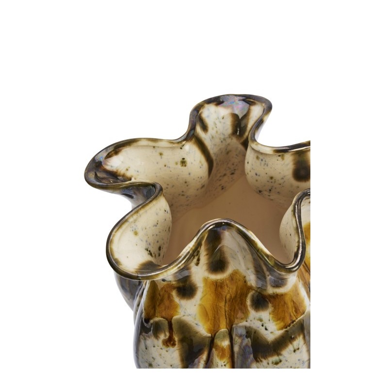 Wazon Ston z kamionki, musztardowy, Madam Stoltz