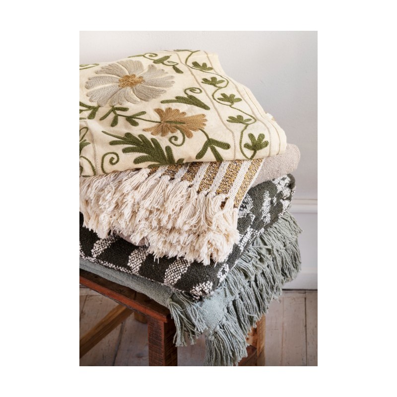 Pled Meris z bawełny, ciemna zieleń, Madam Stoltz