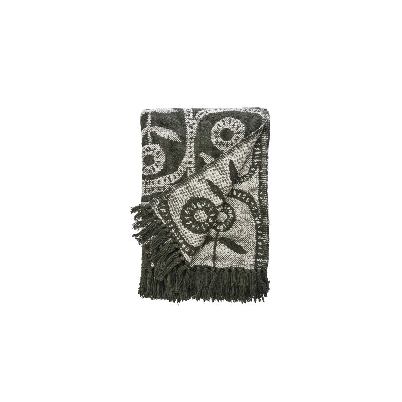 Pled Meris z bawełny, ciemna zieleń, Madam Stoltz