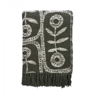 Pled Meris z bawełny, ciemna zieleń, Madam Stoltz