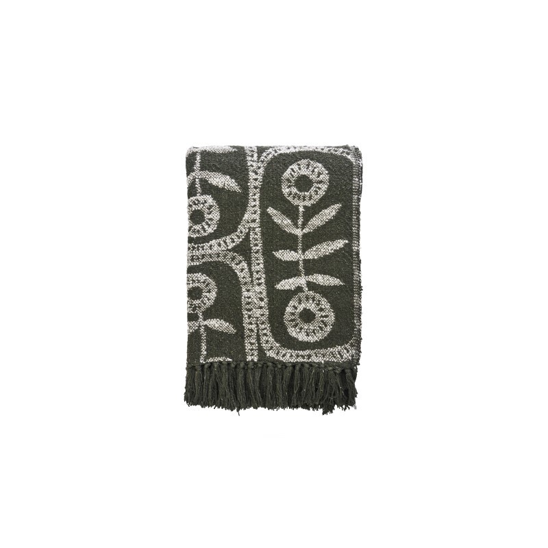 Pled Meris z bawełny, ciemna zieleń, Madam Stoltz