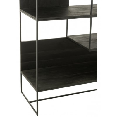 Regał Modern metalowy z drewnem, czarny, J-Line