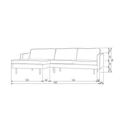 Sofa narożna Rodeo 300 cm, lewy, czarny, Woood