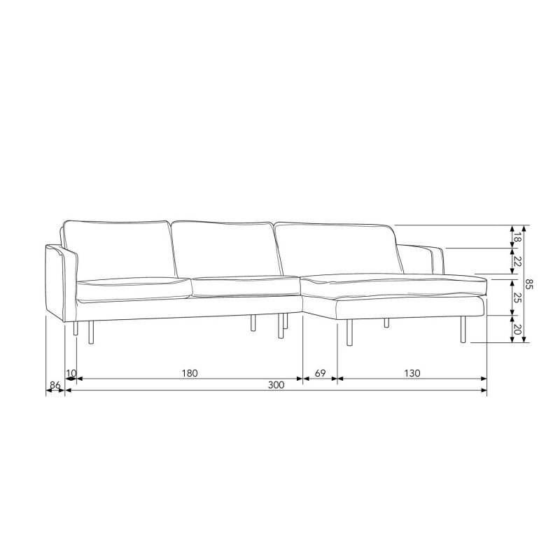 Sofa narożna Rodeo 300 cm, prawy, czarny, Woood