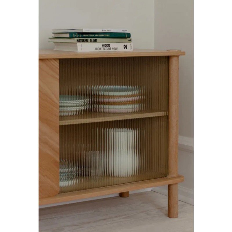 Komoda Italic, przesuwne drzwi, dąb i szkło, Umage