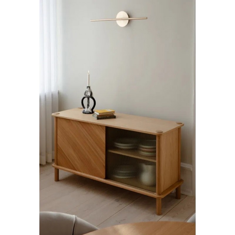 Komoda Italic, przesuwne drzwi, dąb i szkło, Umage