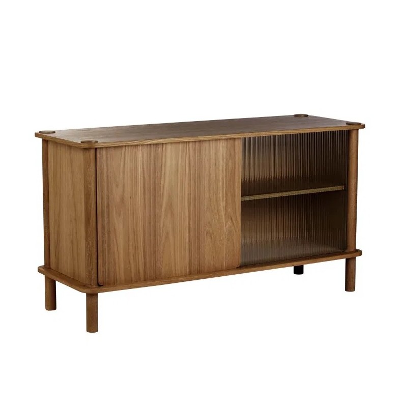 Komoda Italic, przesuwne drzwi, ciemny dąb i szkło, Umage