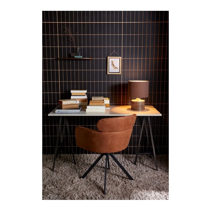 Krzesło obrotowe FENNE skóropodobne, koniakowe, Woood