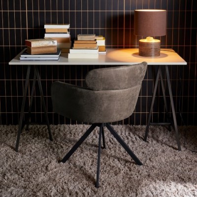 Krzesło obrotowe FENNE skóropodobne, szare, Woood